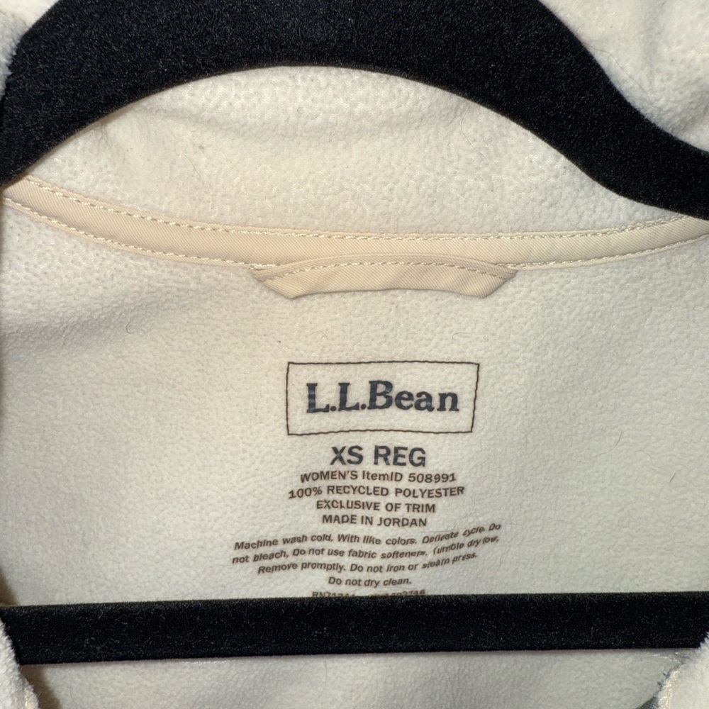 L.L. Bean Women's Mountain Windproof Fleece Full Zip Jacket Cream Size X-Small - Picture 3 of 6
